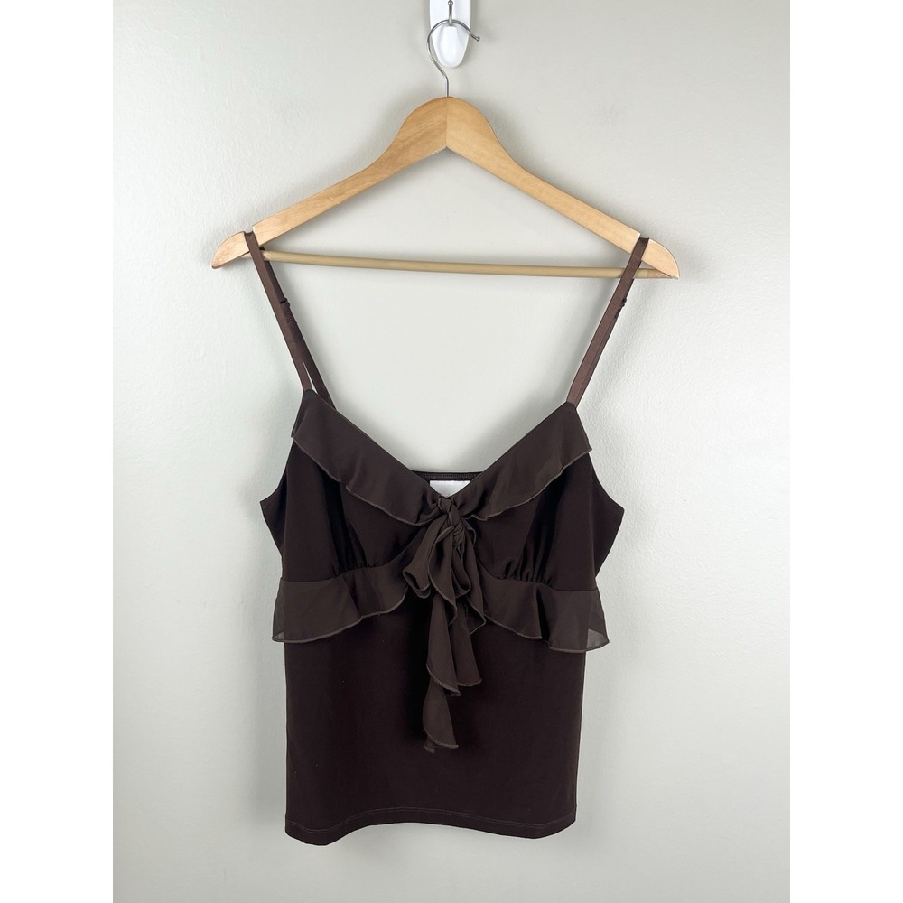 Fashion Bug Y2K Vtg Babydoll Top Sleeveless Chocolate Brown Sz M
